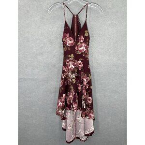 Windsor Dress Womens M Floral‎ High Low Hem Open Back Lace Romantic Party Event